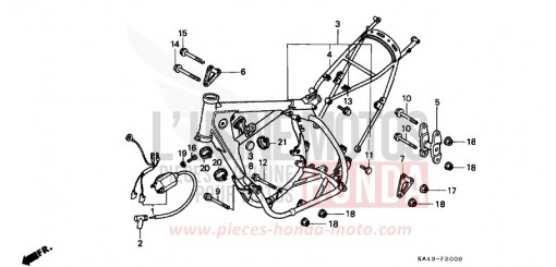 CARROSSERIE DE CHASSIS/BOBINE D'ALLUMAGE (1) CR250RE de 1984